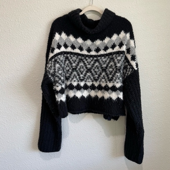 Free People Sweaters - Free People Alpine Sweater Wool Blend XL Knit Chunky Fair Isle Oversized Casual